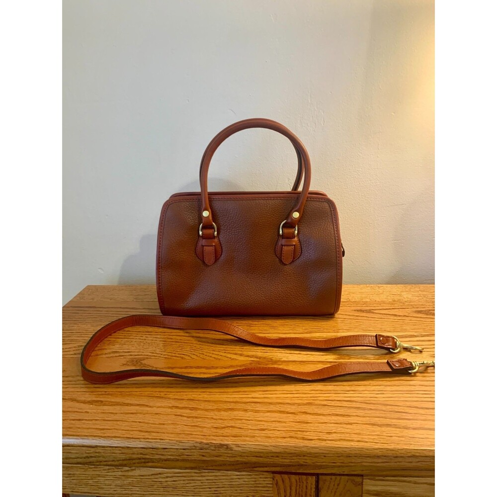 Leather & Co. by Liz Claiborne Brown Leather Crossbody Purse Bag Satchel Round - Picture 12 of 13